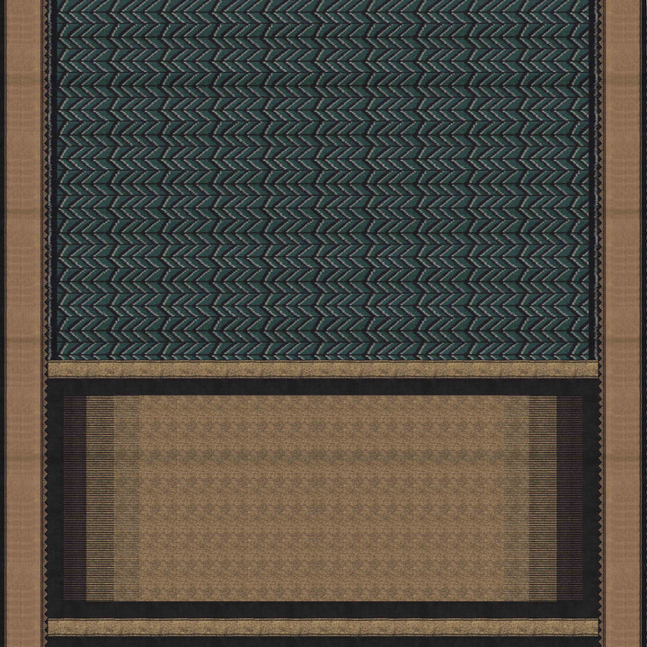 Pallu of Handwoven black Ikkat silk Saree