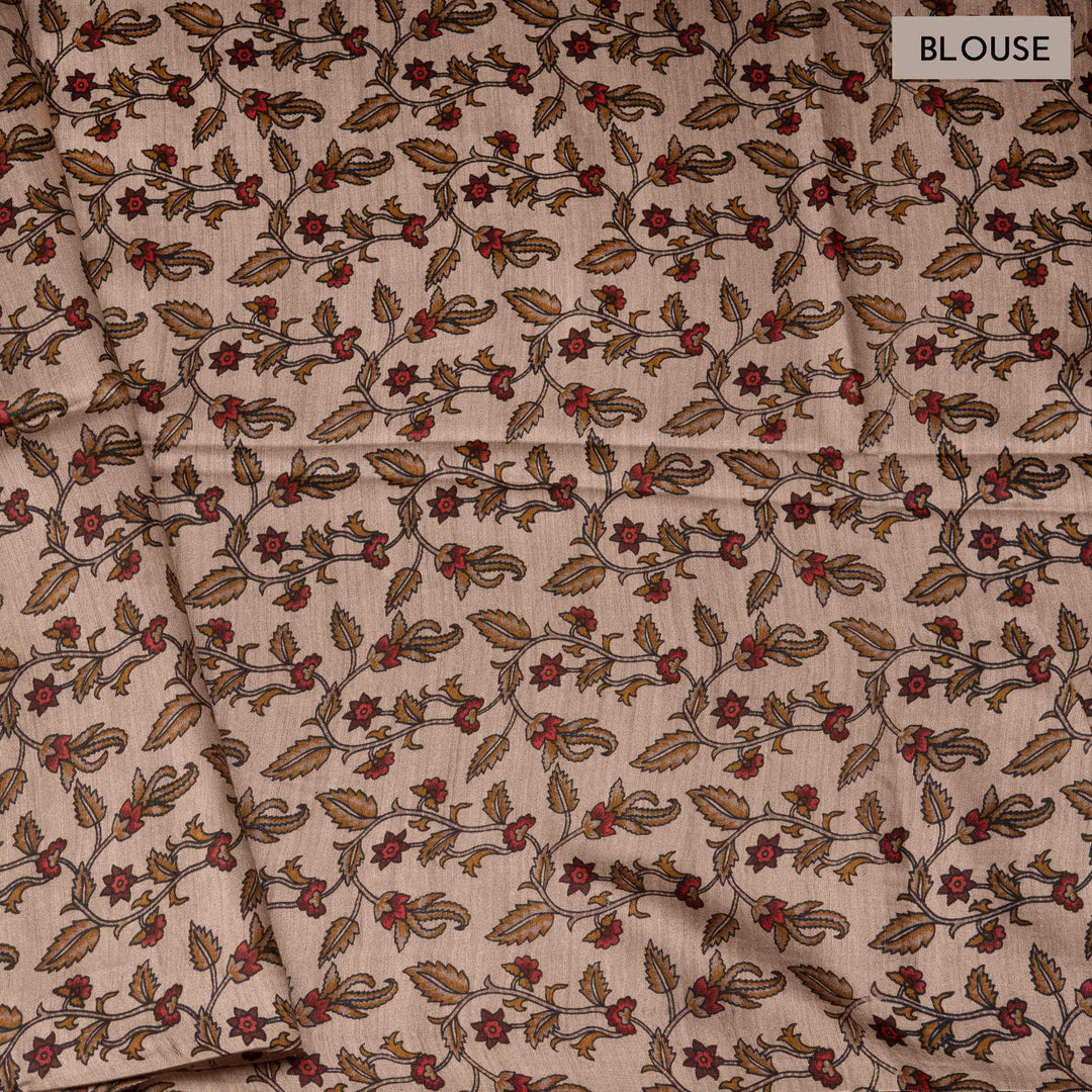 Blouse of Handwoven Mustard kora Tussar silk Saree