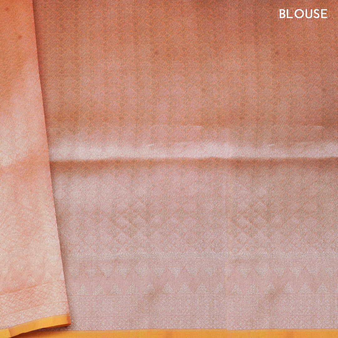 Blouse of Handwoven peach kora silk Saree