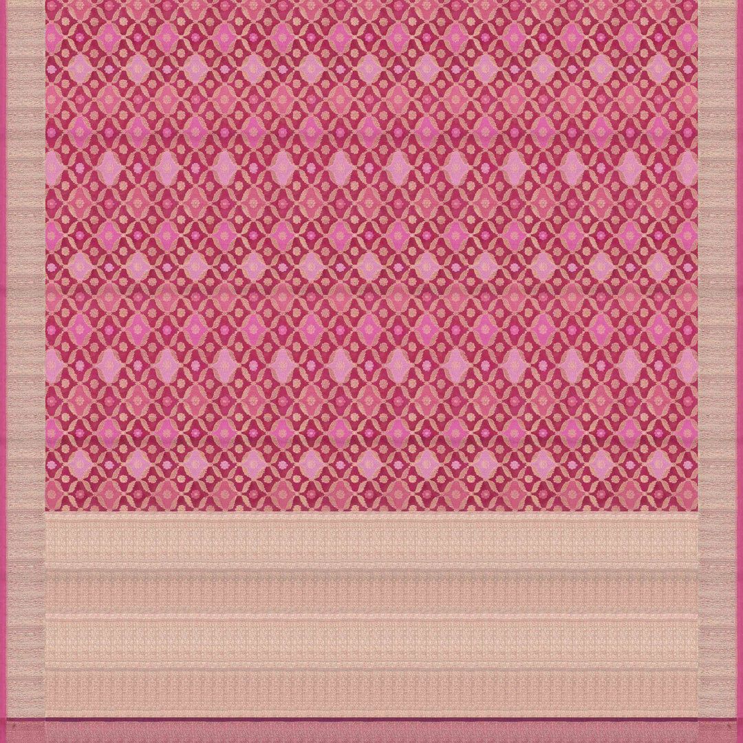 Pallu of Handwoven light pink  kora silk Saree
