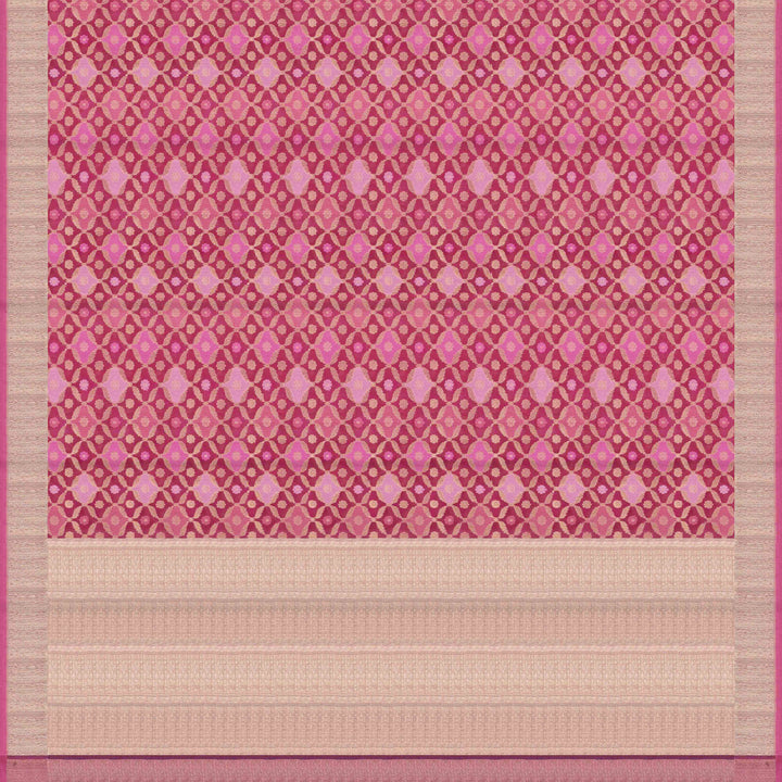 Pallu of Handwoven light pink  kora silk Saree