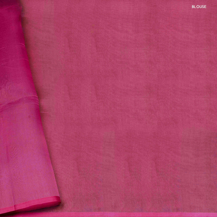 Blouse of Handwoven light pink  kora silk Saree