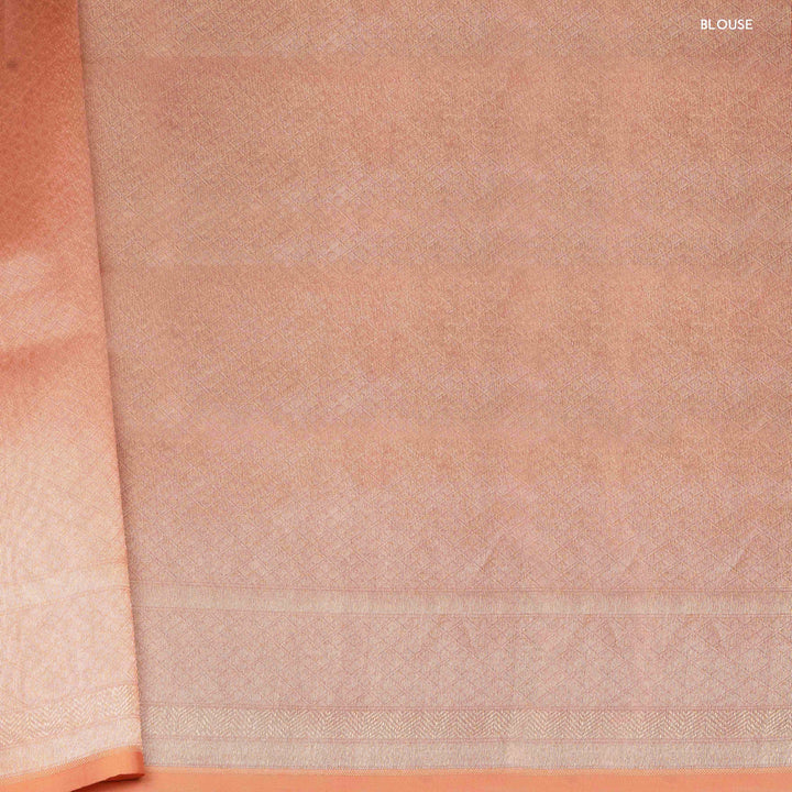 Blouse of Handwoven peach kora silk Saree