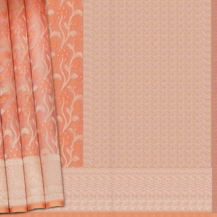 Saree with pink and beige patterns