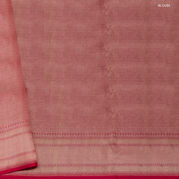 Blouse of Handwoven pink kora silk Saree