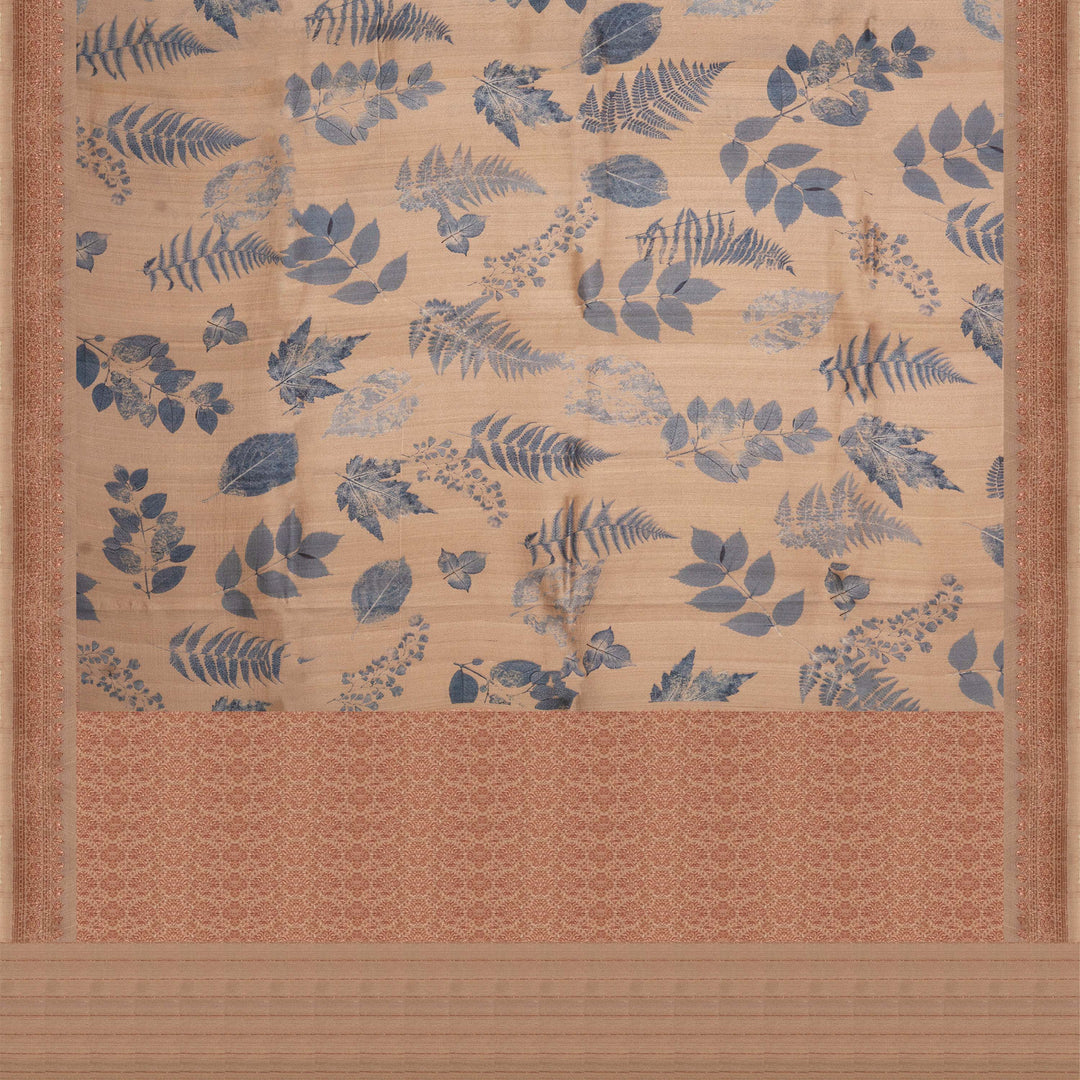 Pallu of Handwoven  taupe brown moonga  tussar  silk Saree