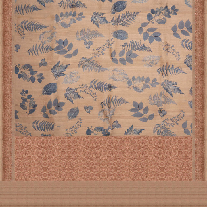 Pallu of Handwoven  taupe brown moonga  tussar  silk Saree