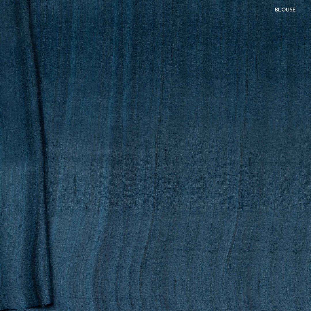 Blouse of Handwoven Deep blue Tussar silk Saree