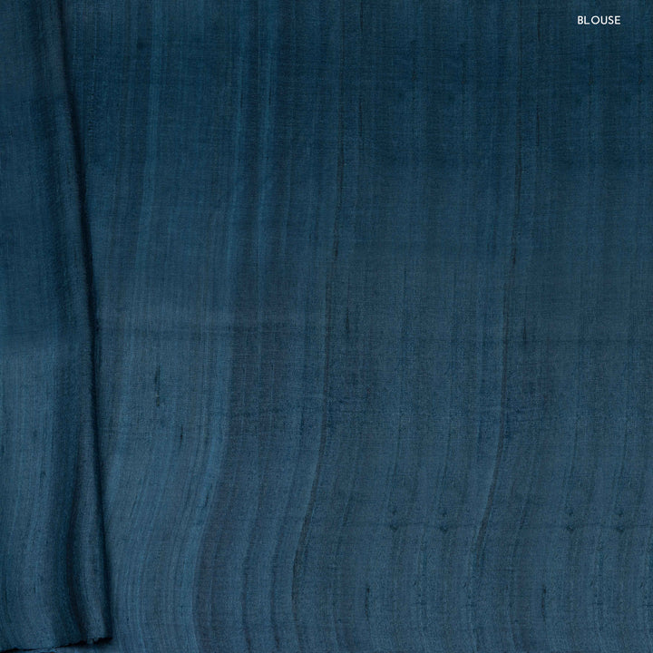 Blouse of Handwoven Deep blue Tussar silk Saree