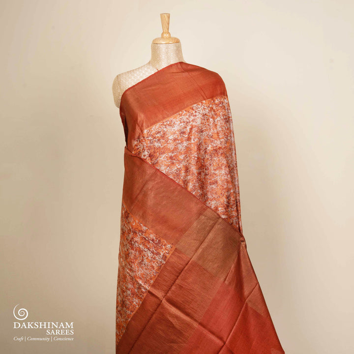 Pleats/body of Handwoven Multicolour Tussar silk Saree