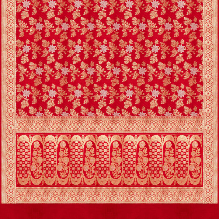 Handwoven Red Banarasi Kattan silk Saree- 3230T015300DSC