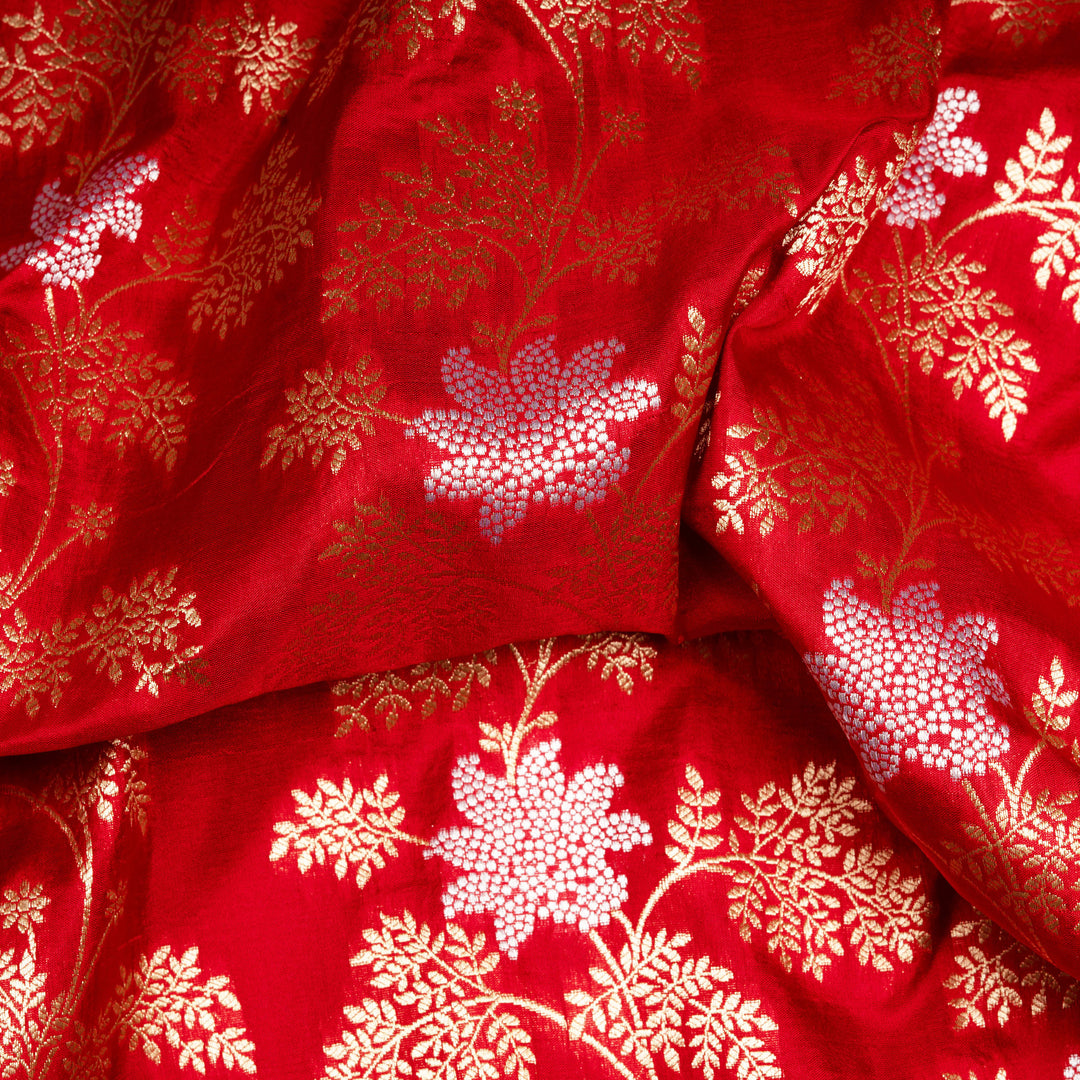 Handwoven Red Banarasi Kattan silk Saree- 3230T015300DSC