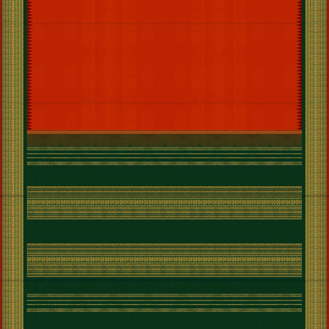Handwoven Red with Green Kanjivaram Silk Saree - 2492T002528DSC
