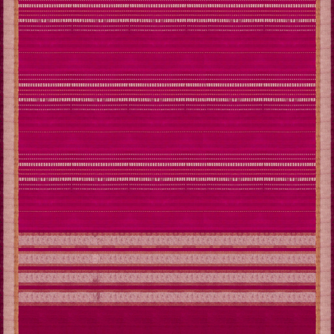 Pallu of Handwoven Pink Dupion soft silk Saree