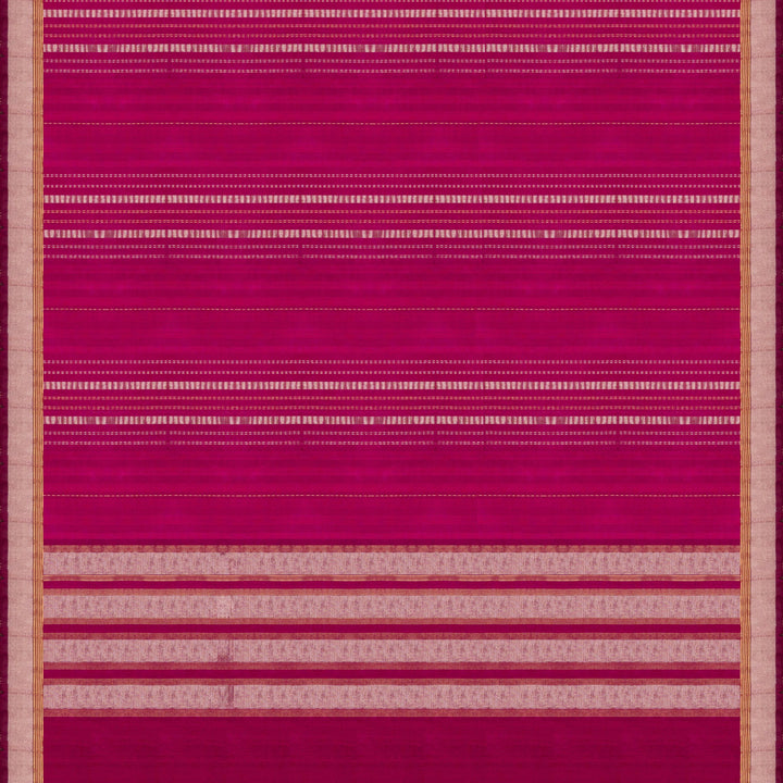 Pallu of Handwoven Pink Dupion soft silk Saree