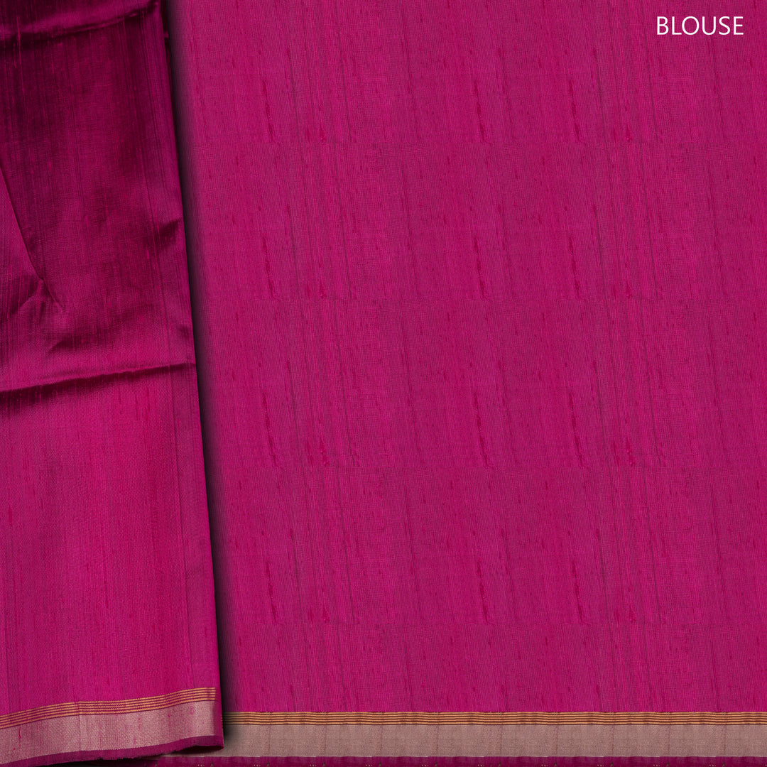 Blouse of Handwoven Pink Dupion soft silk Saree