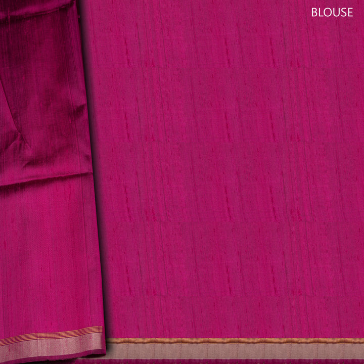 Blouse of Handwoven Pink Dupion soft silk Saree