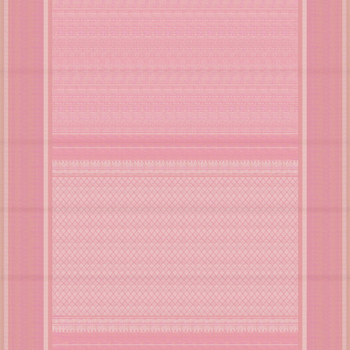 Pallu of Handwoven baby pink Kanjivaram silk Saree