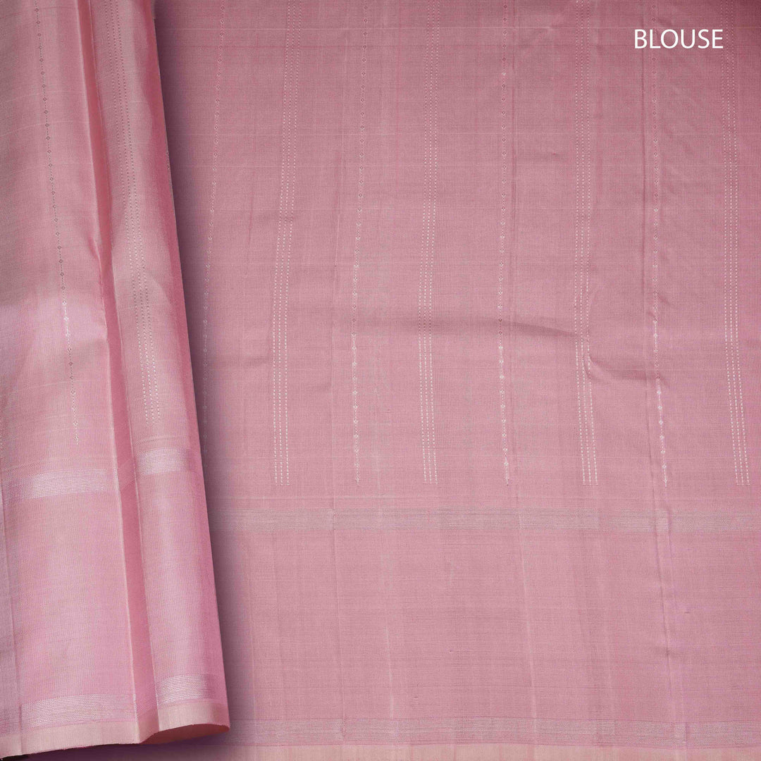 Blouse of  Handwoven baby pink Kanjivaram silk Saree