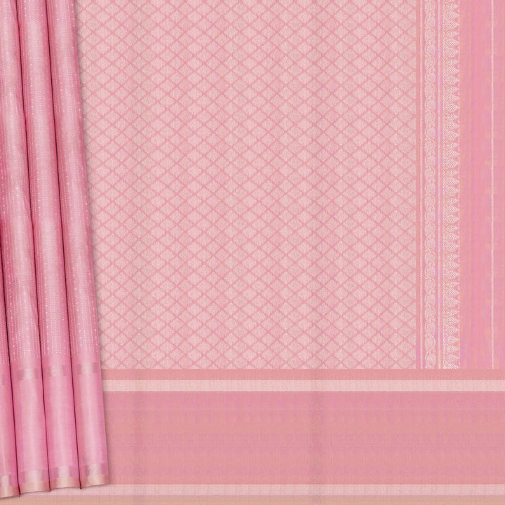 Pink curtain with a geometric patterned design