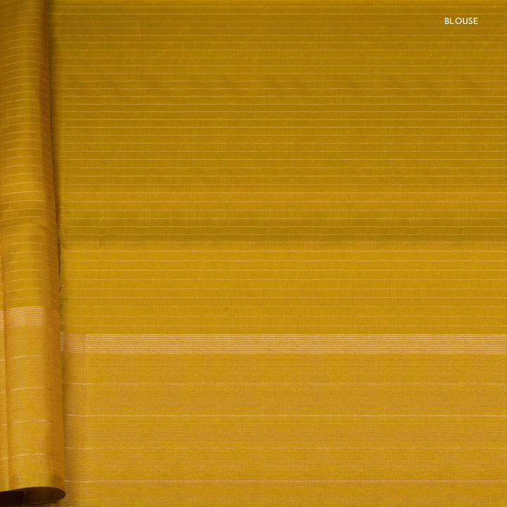 Blouse of Handwoven Lime Green Kanjivaram silk Saree