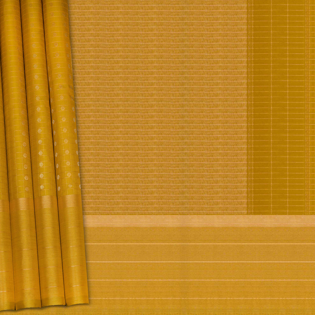 Mustard yellow fabric with a textured pattern on a plain background