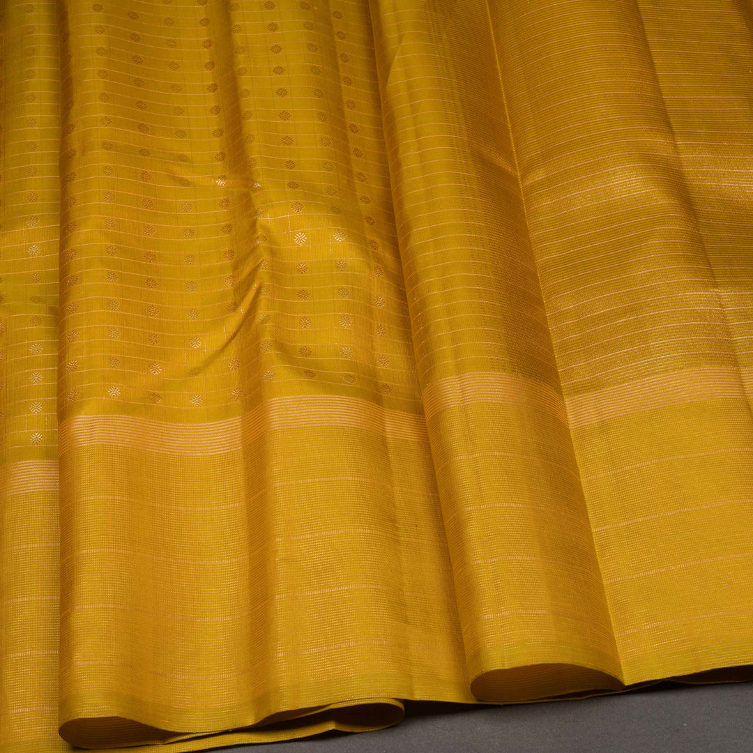 Body design of Handwoven Lime Green Kanjivaram silk Saree