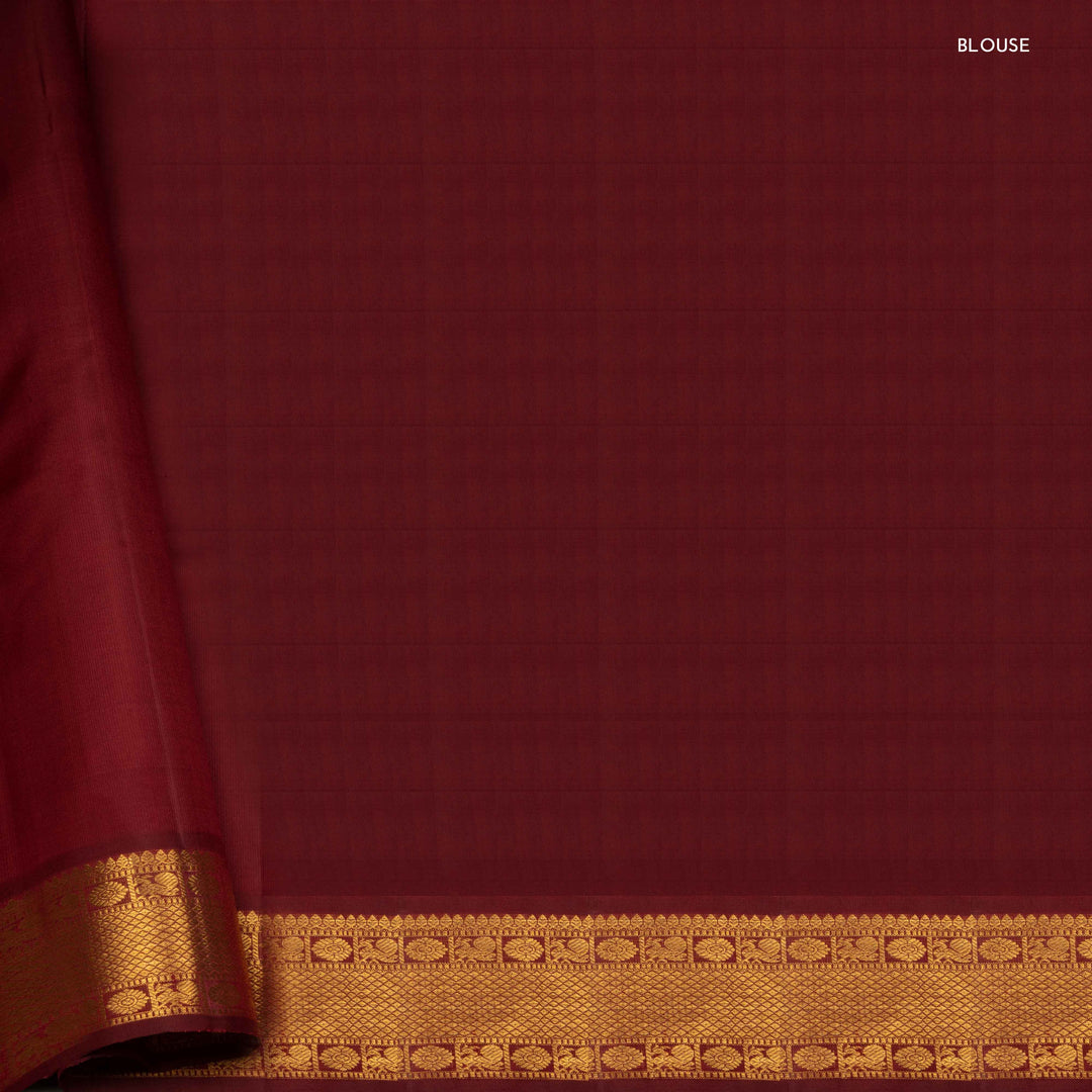 Blouse of Handwoven Rust Orange with maroon Kanjivaram silk Saree