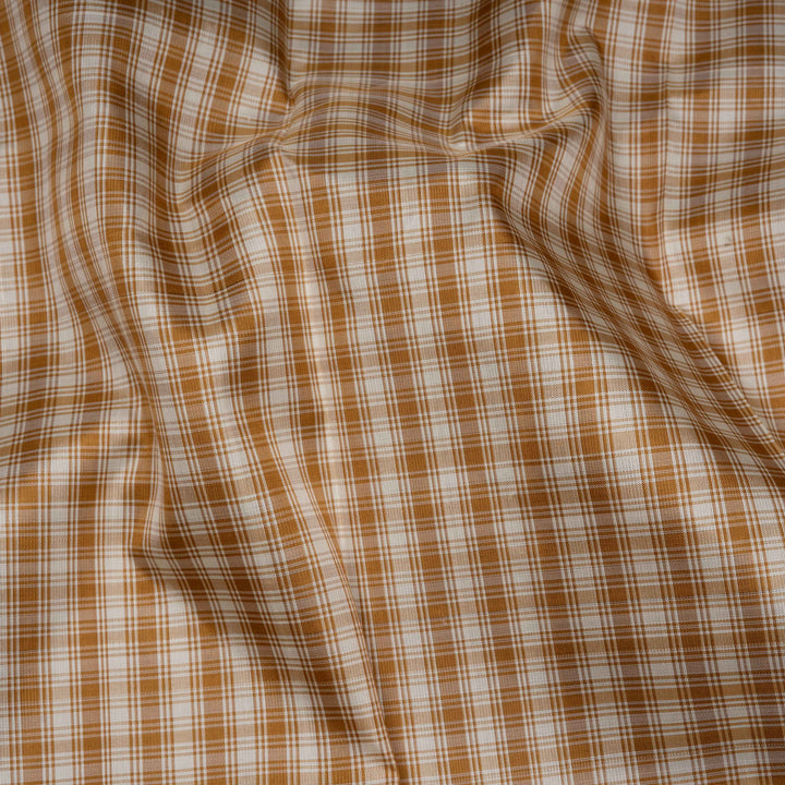 Closeup of Handwoven Beige with Blue Kanjivaram silk Saree