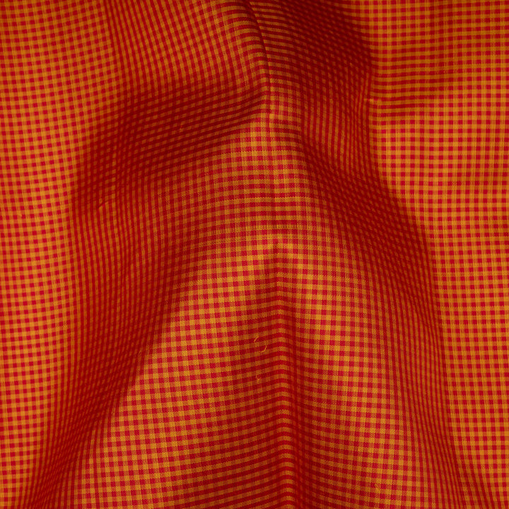 Closeup of Handwoven Orange with Brown Kanjivaram silk Saree