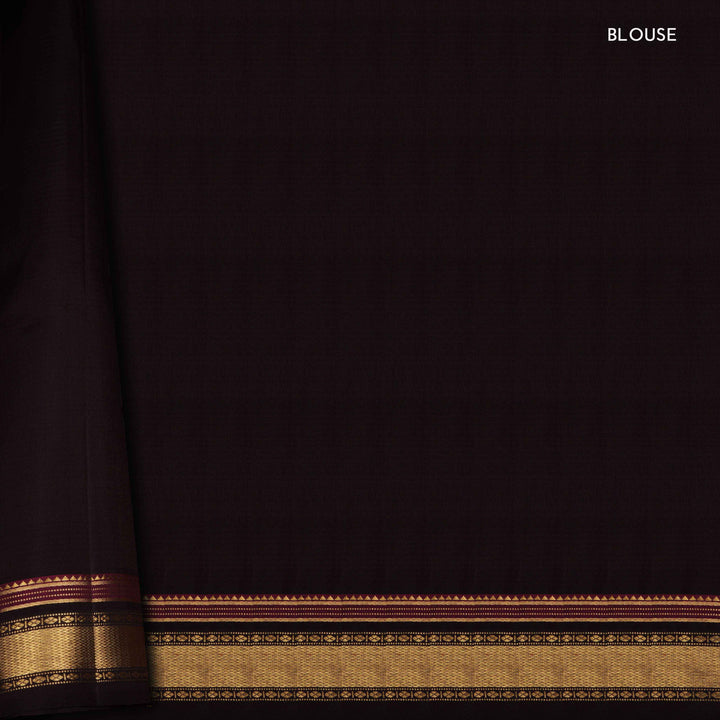 Blouse of Handwoven Orange with Brown Kanjivaram silk Saree