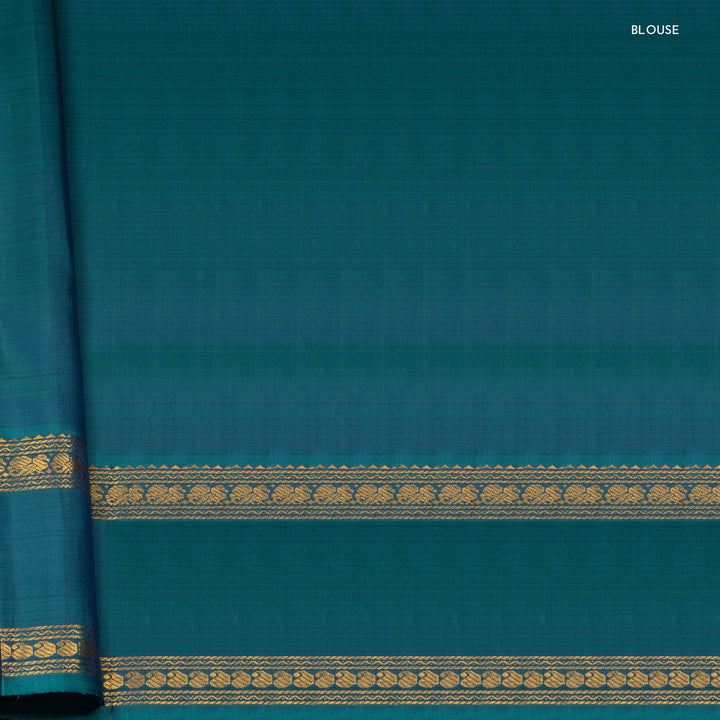 Blouse of Handwoven Navy blue with teal Kanjivaram silk Saree