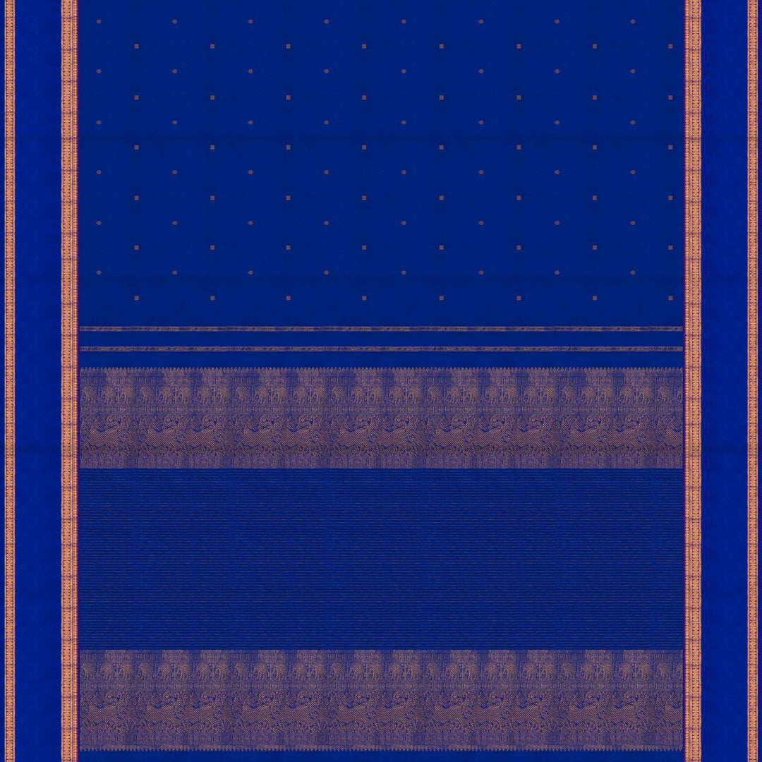Pallu of Handwoven Royal blue Kanjivaram silk Saree