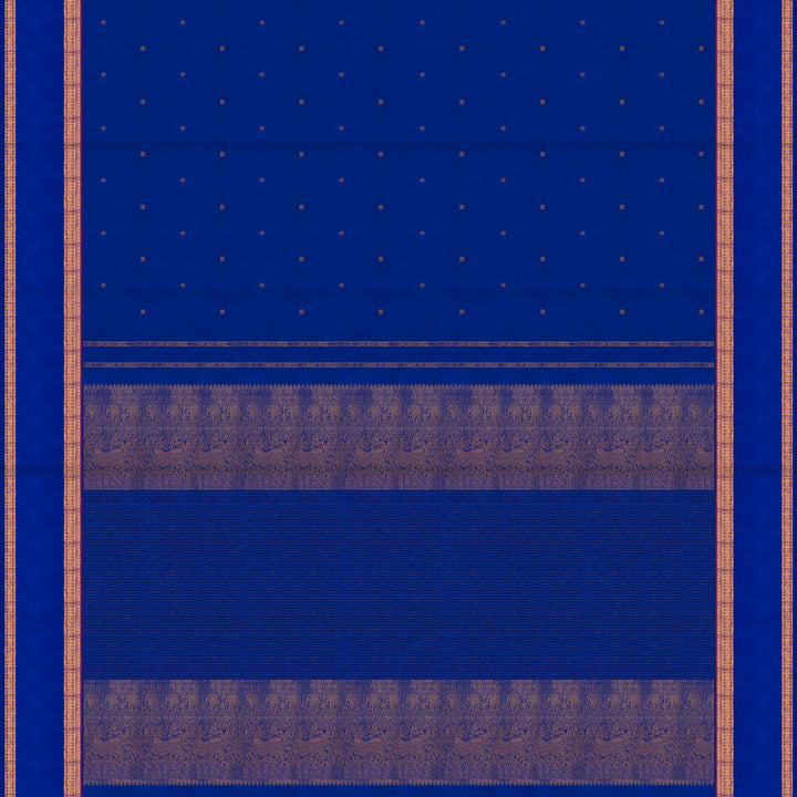 Pallu of Handwoven Royal blue Kanjivaram silk Saree