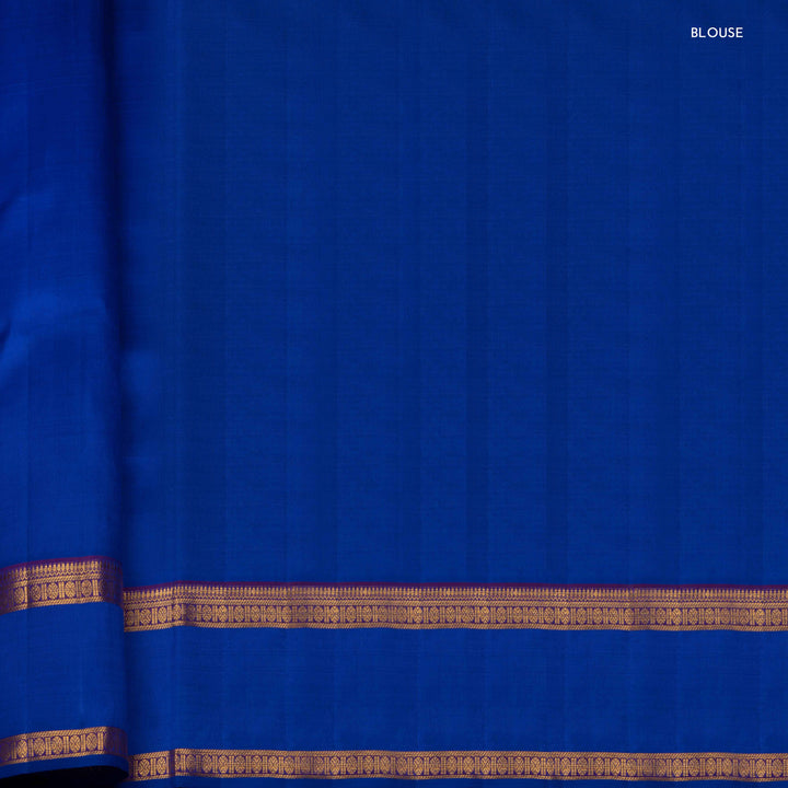 Blue fabric with gold border, labeled 'BLOUSE'.