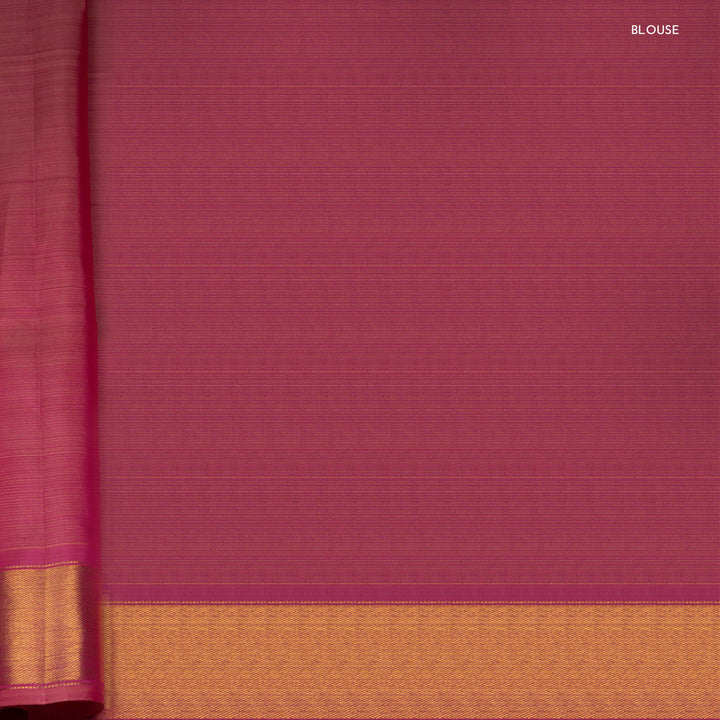 Blouse of Handwoven Pink Kanjivaram silk Saree