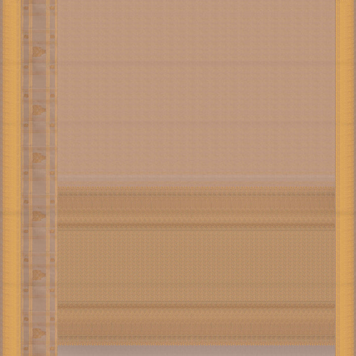 Pallu of Handwoven Offwhite Kanjivaram silk Saree