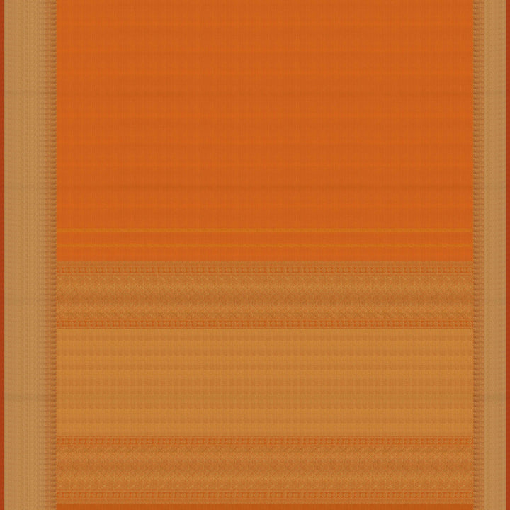 Pallu of Handwoven Orange Kanjivaram silk Saree