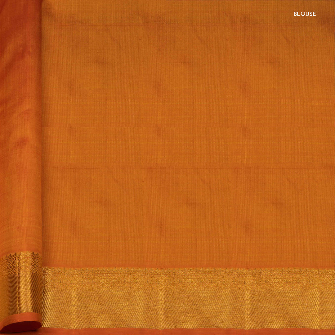 Blouse of Handwoven Orange Kanjivaram silk Saree
