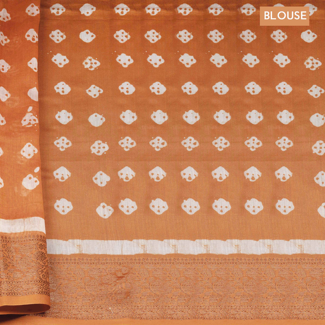 Blouse of Handwoven Orange Chandari Saree