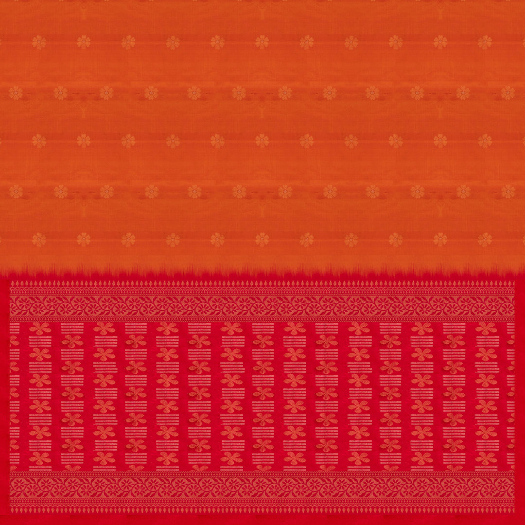 Pallu of Handwoven Orange with Pink color Soft silk Saree