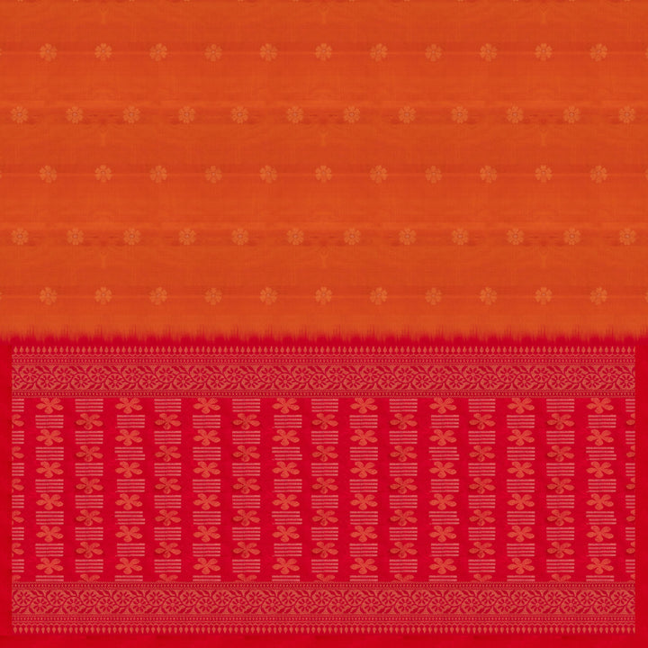 Pallu of Handwoven Orange with Pink color Soft silk Saree
