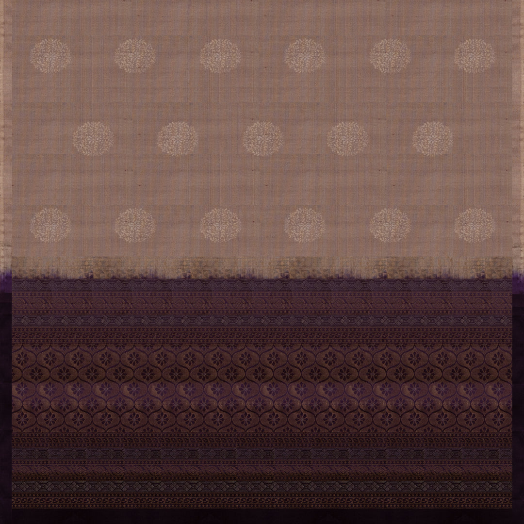 Pallu of Handwoven Mauve with Purple color Soft silk Saree