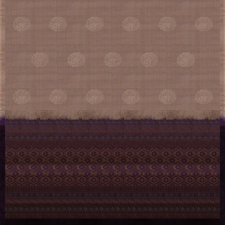 Pallu of Handwoven Mauve with Purple color Soft silk Saree