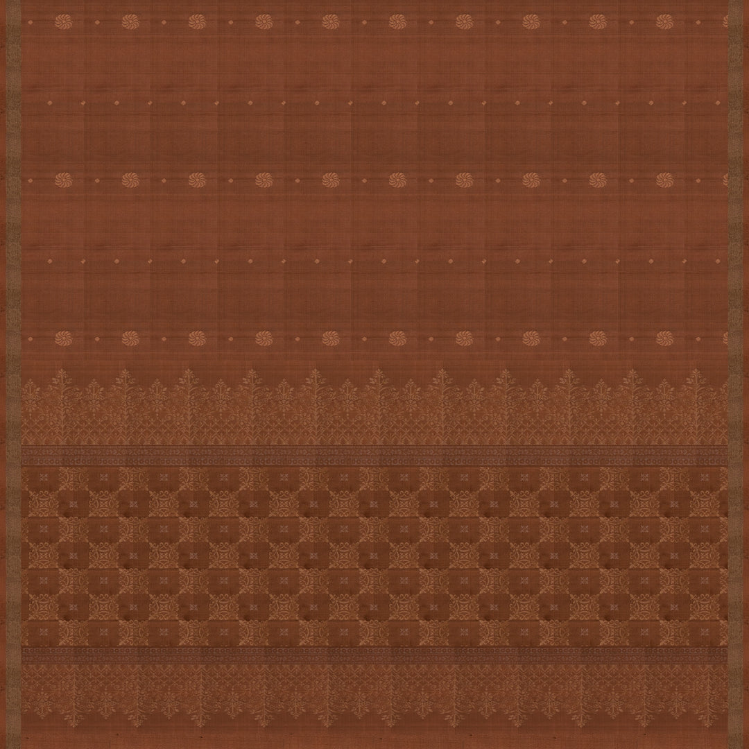 Pallu of Handwoven Brown color Soft silk Saree