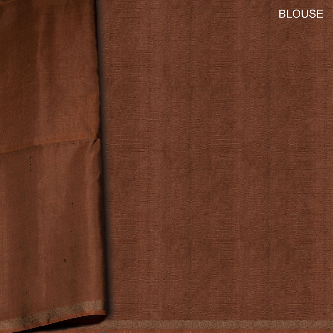 Blouse of Handwoven Brown color Soft silk Saree