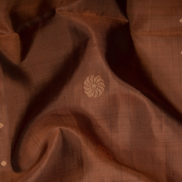 Closeup of Handwoven Brown color Soft silk Saree