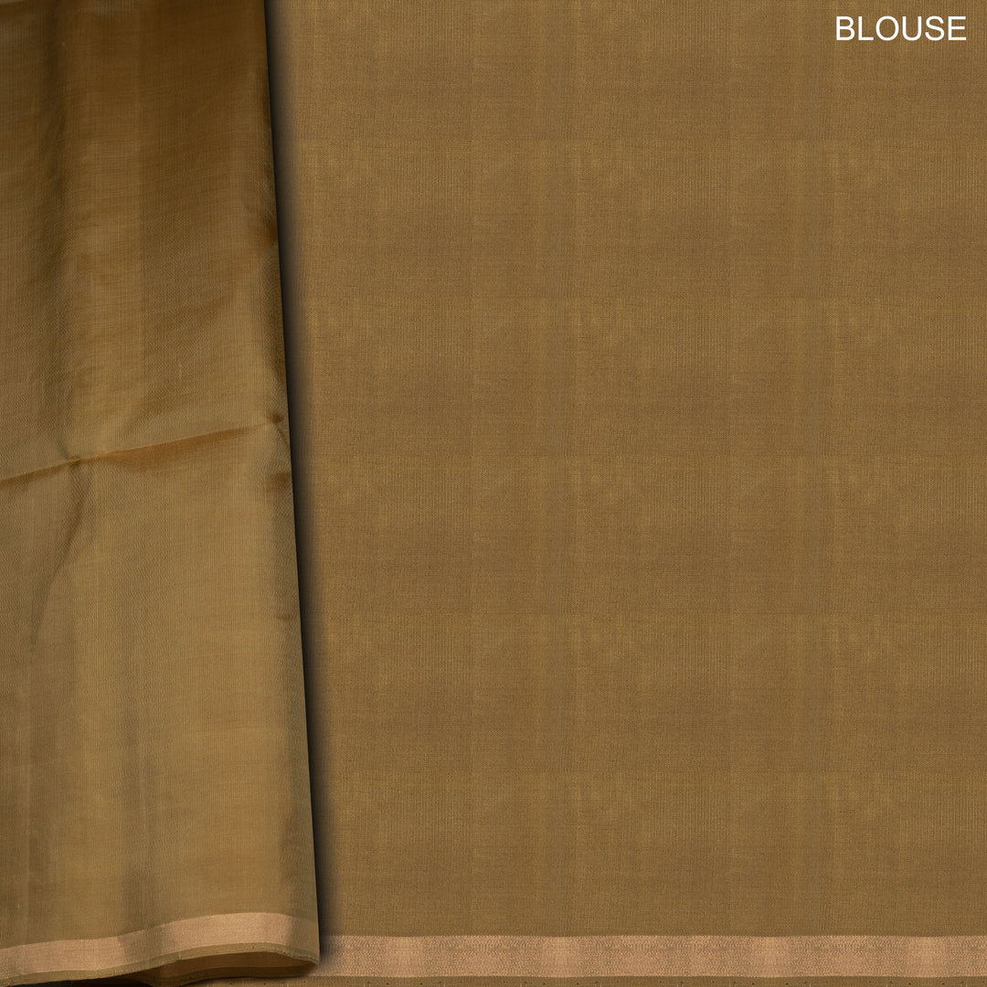 Blouse of Handwoven Moss green color Soft silk Saree