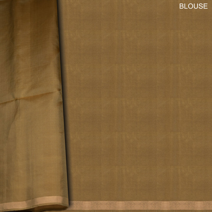 Blouse of Handwoven Moss green color Soft silk Saree