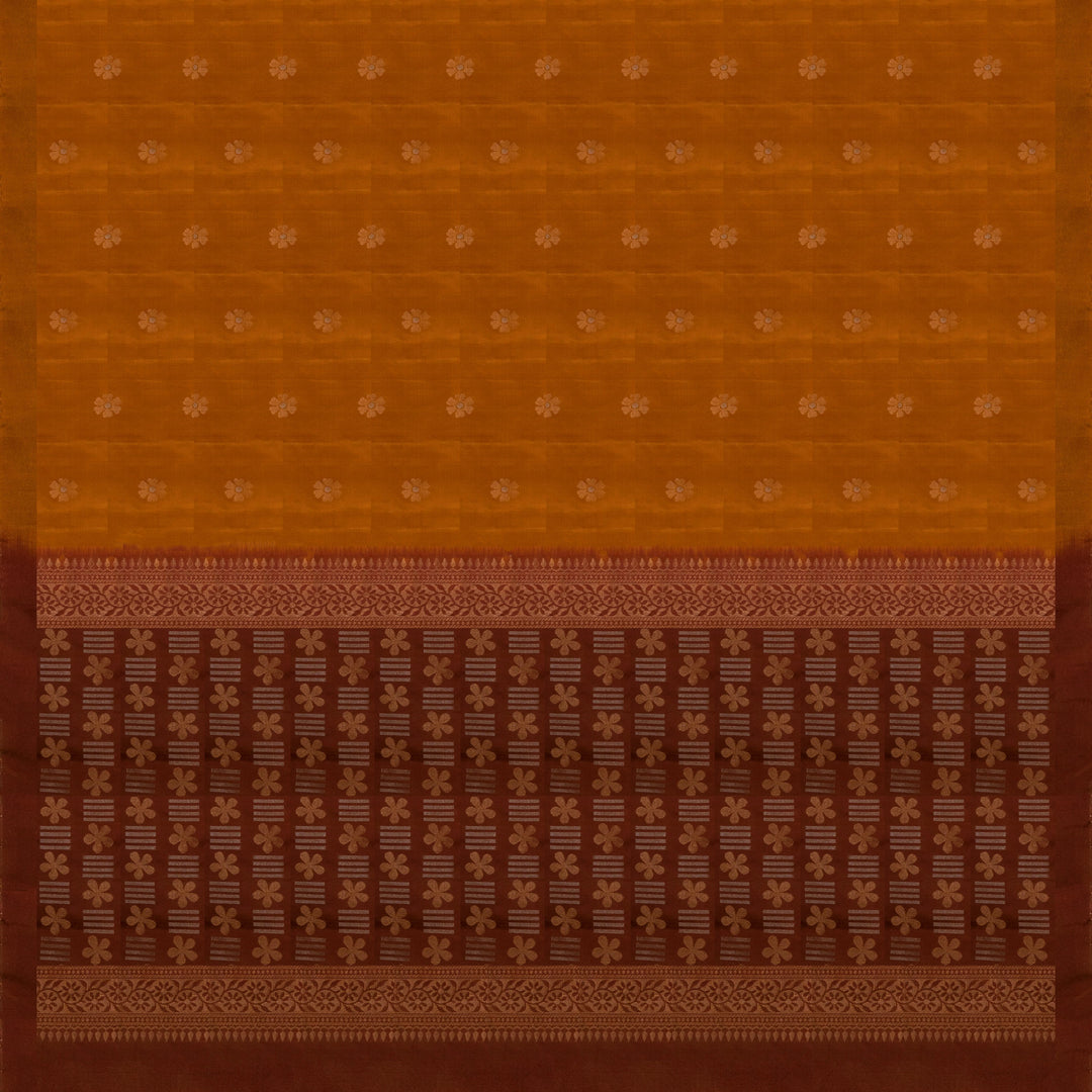 Pallu of Handwoven Light and Dark Brown color Soft silk Saree